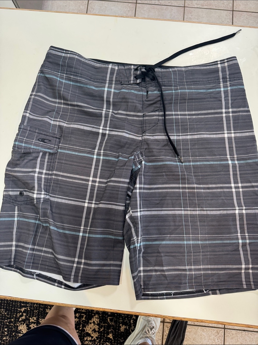 Men's O’ Neil Gray Plaid Swim Trunks